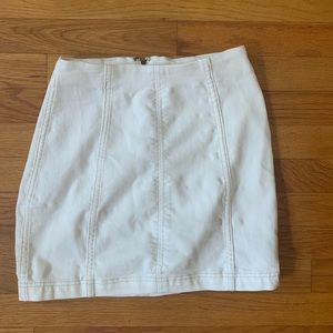 White stretchy denim free people skirt
